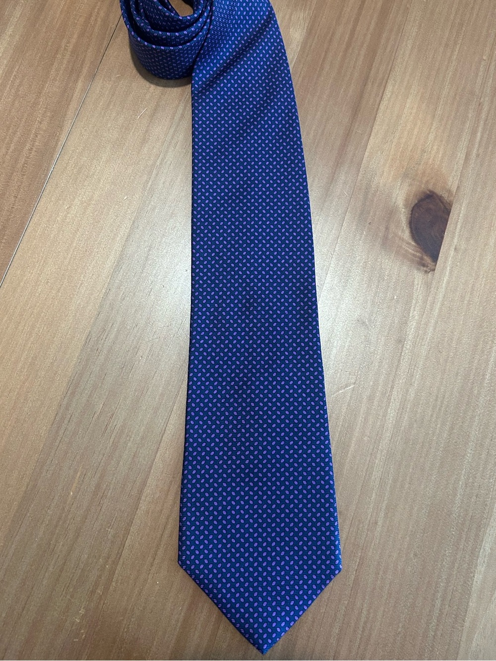 Vintage 1990s Brooks Brothers Makers 100% Silk Tie Navy Purple Geometric Made US